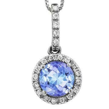 Tanzanite Pendant with Diamond Halo 14KT Gold Tanzanite Pendant with Diamond Halo 14KT Gold