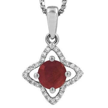 Cross Ruby Pendant with Diamond Frame 14KT Gold