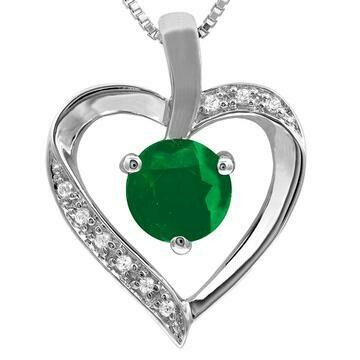 Emerald Heart Pendant with Diamond Accent 14KT Gold Emerald Heart Pendant with Diamond Accent 14KT Gold