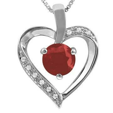Ruby Heart Pendant with Diamond Accent 14KT Gold