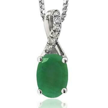 Oval Emerald Infinity Pendant with Diamond Accent 14KT Gold Oval Emerald Infinity Pendant with Diamond Accent 14KT Gold