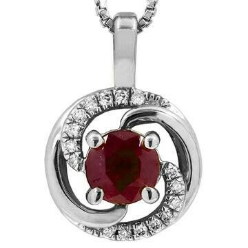Ruby Spiral Pendant with Diamond Accent 14KT Gold Ruby Spiral Pendant with Diamond Accent 14KT Gold