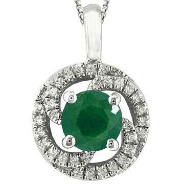 Emerald Spiral Pendant with Diamond Frame 14KT Gold Emerald Spiral Pendant with Diamond Frame 14KT Gold