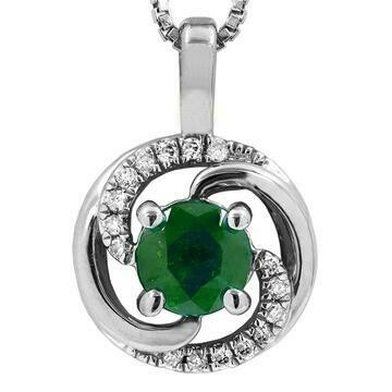 Emerald Spiral Pendant with Diamond Accent 14KT Gold Emerald Spiral Pendant with Diamond Accent 14KT Gold
