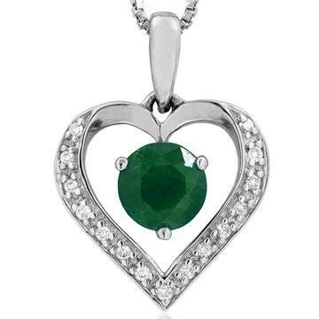 Emerald Heart Pendant with Diamond Accent 14KT Gold Emerald Heart Pendant with Diamond Accent 14KT Gold