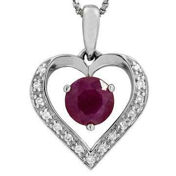 Ruby Heart Pendant with Diamond Accent 14KT Gold Ruby Heart Pendant with Diamond Accent 14KT Gold