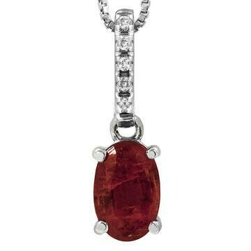 Oval Ruby Pendant with Diamond Bail 14KT Gold