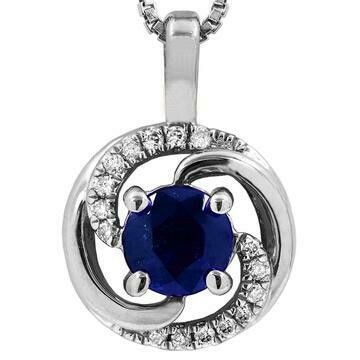 Blue Sapphire Spiral Pendant with Diamond Accent 14KT Gold Blue Sapphire Spiral Pendant with Diamond Accent 14KT Gold