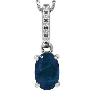 Oval Blue Sapphire Pendant with Diamond Bail 14KT Gold Oval Blue Sapphire Pendant with Diamond Bail 14KT Gold