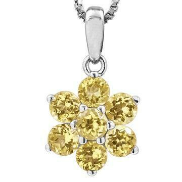 Floral Citrine Pendant 14KT Gold Floral Citrine Pendant 14KT Gold