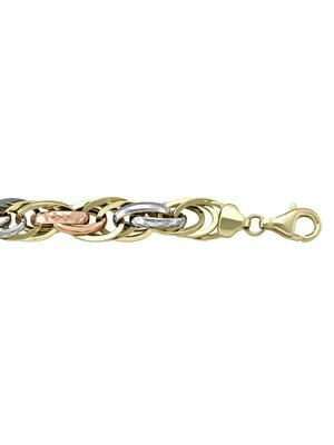 Tri Colour Hollow Fancy Link Bracelet 10KT Tri Colour Hollow Fancy Link Bracelet 10KT