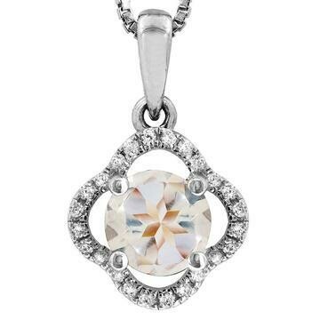 Clover Morganite Pendant with Diamond Frame 14KT Gold Clover Morganite Pendant with Diamond Frame 14KT Gold
