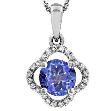 Clover Tanzanite Pendant with Diamond Frame 14KT Gold Clover Tanzanite Pendant with Diamond Frame 14KT Gold