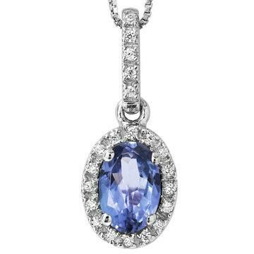 Oval Tanzanite Pendant with Diamond Frame 14KT Gold