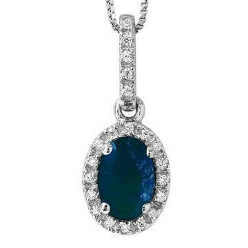 Oval Blue Sapphire Pendant with Diamond Frame 14KT Gold Oval Blue Sapphire Pendant with Diamond Frame 14KT Gold