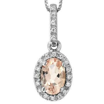 Oval Morganite Pendant with Diamond Frame 14KT Gold Oval Morganite Pendant with Diamond Frame 14KT Gold