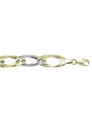 White &amp; Yellow Gold Two Tone Fancy Hollow Link Bracelet 10KT