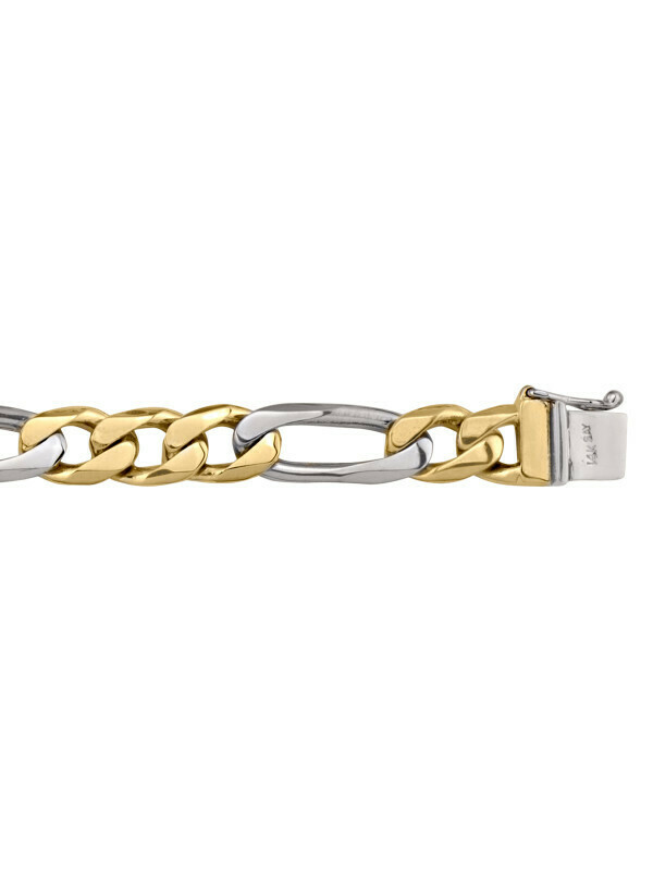 Yellow &amp; White Gold Two Tone Solid Link Bracelet