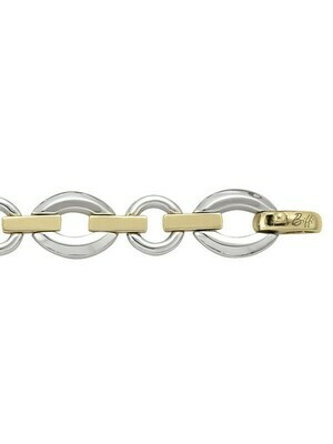 Yellow & White Gold Two Tone Hollow Fancy Bracelet 14KT Yellow & White Gold Two Tone Hollow Fancy Bracelet 14KT