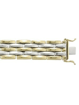 Yellow & White Gold Two Tone Hollow Fancy Bracelet 14KT Yellow & White Gold Two Tone Hollow Fancy Bracelet 14KT