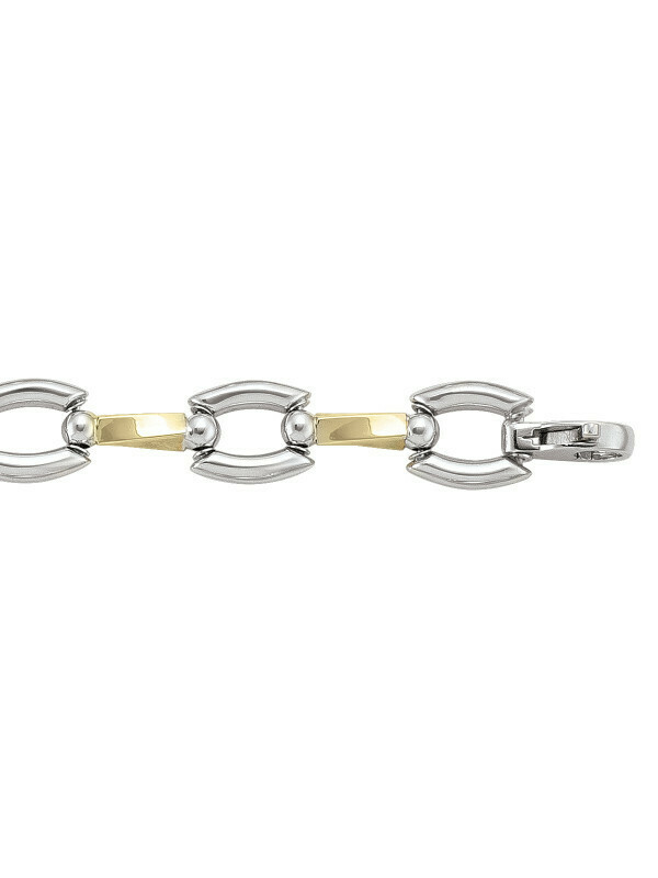 Yellow &amp; White Gold Two Tone Hollow Fancy Bracelet 14KT