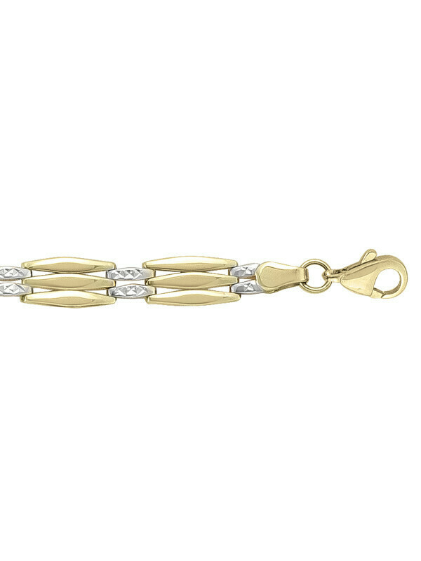 Yellow &amp; White Gold Two Tone Hollow Fancy Bracelet 14KT