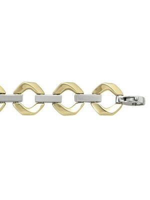 Yellow & White Gold Two Tone Hollow Fancy Bracelet 14KT Yellow & White Gold Two Tone Hollow Fancy Bracelet 14KT