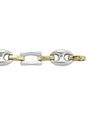 Yellow & White Gold Two Tone Hollow Fancy Bracelet 14KT Yellow & White Gold Two Tone Hollow Fancy Bracelet 14KT