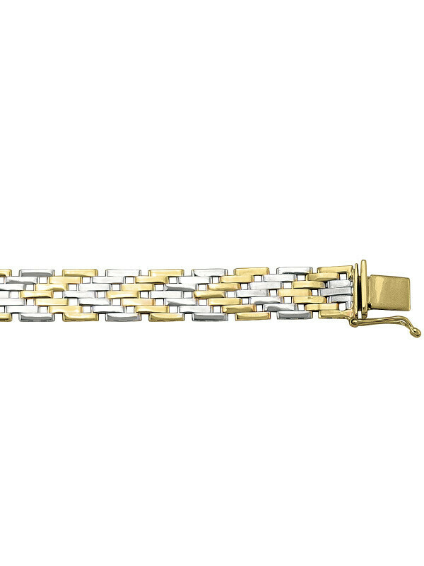 Yellow &amp; White Gold Two Tone Hollow Fancy Bracelet 14KT