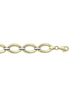 Yellow & White Gold Two Tone Hollow Fancy Bracelet 14KT Yellow & White Gold Two Tone Hollow Fancy Bracelet 14KT
