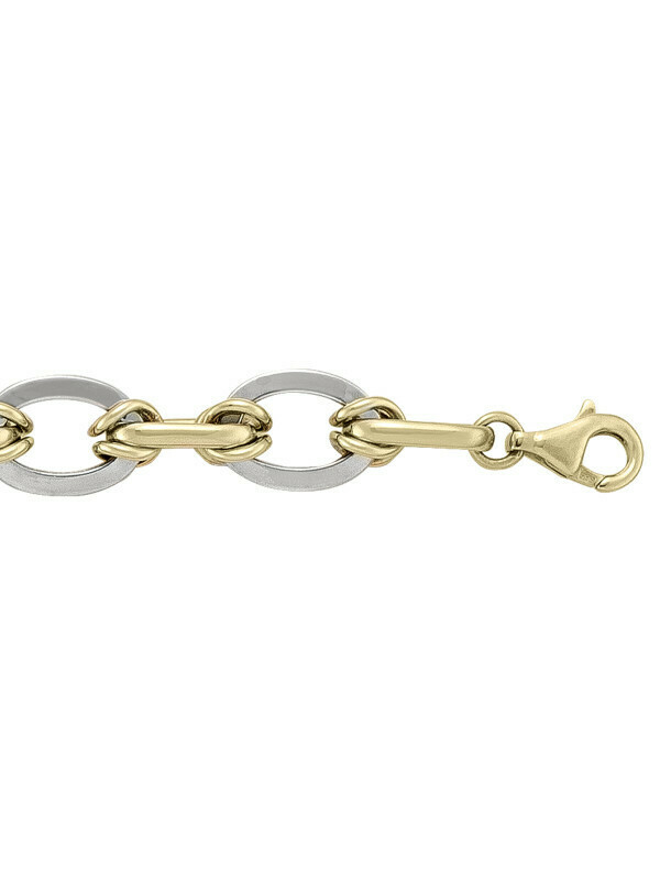 Yellow &amp; White Gold Two Tone Hollow Fancy Bracelet 14KT