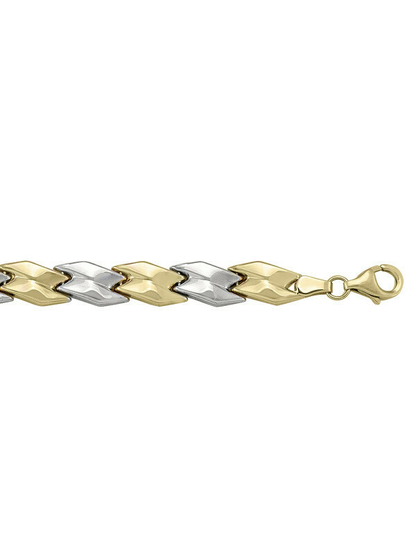 Yellow &amp; Whote Gold Two Tone Hollow Fancy Bracelet 14KT