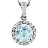 Aquamarine Pendant with Diamond Halo 14KT Gold