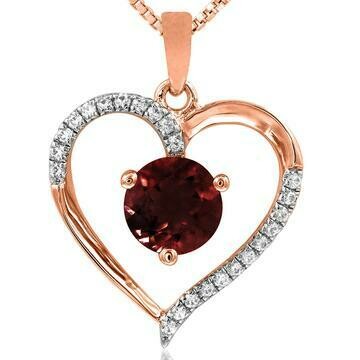 Garnet Heart Pendant with Diamond Accent 14KT Gold Garnet Heart Pendant with Diamond Accent 14KT Gold