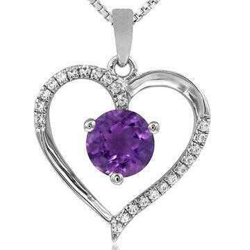 Amethyst Heart Pendant with Diamond Accent 14KT Gold