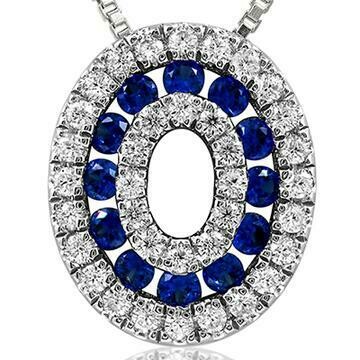 Oval Blue Sapphire Pendant with Diamond Accent 14KT Gold Oval Blue Sapphire Pendant with Diamond Accent 14KT Gold