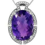 Premium Oval Amethyst Pendant with Diamond Frame 14KT Gold