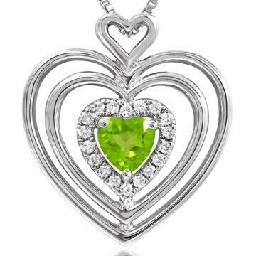 Triple Heart Peridot Pendant with Diamond Accent 14KT Gold Triple Heart Peridot Pendant with Diamond Accent 14KT Gold