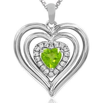 Triple Heart Peridot Pendant with Diamond Accent 14KT Gold Triple Heart Peridot Pendant with Diamond Accent 14KT Gold