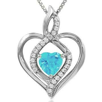 Infinity Heart Aquamarine Pendant with Diamond Accent 14KT Gold Infinity Heart Aquamarine Pendant with Diamond Accent 14KT Gold