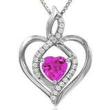 Infinity Heart Pink Topaz Pendant with Diamond Accent 14KT White Gold