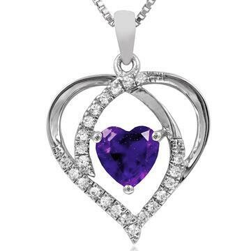 Heart Amethyst Pendant with Diamond Accent 14KT Gold