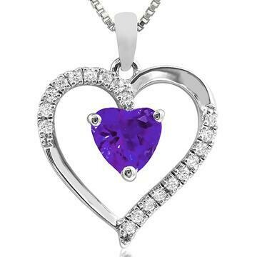 Heart Amethyst Pendant with Diamond Accent 14KT Gold