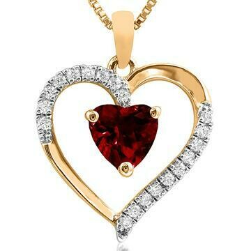 Heart Garnet Pendant with Diamond Accent 14KT Gold Heart Garnet Pendant with Diamond Accent 14KT Gold