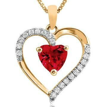 Heart Ruby Pendant with Diamond Accent 14KT Gold Heart Ruby Pendant with Diamond Accent 14KT Gold