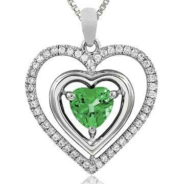 Double Heart Peridot Pendant with Diamond Frame 14KT Gold Double Heart Peridot Pendant with Diamond Frame 14KT Gold