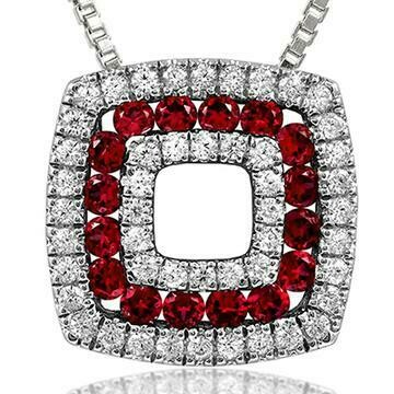 Cushion Ruby Pendant with Diamond Accent 14KT Gold Cushion Ruby Pendant with Diamond Accent 14KT Gold