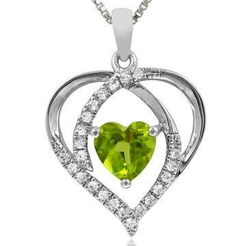 Heart Peridot Pendant with Diamond Accent 14KT Gold Heart Peridot Pendant with Diamond Accent 14KT Gold