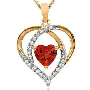 Heart Ruby Pendant with Diamond Accent 14KT Gold Heart Ruby Pendant with Diamond Accent 14KT Gold