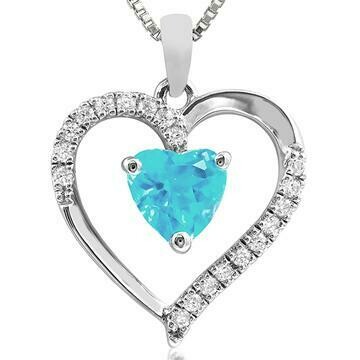 Heart Aquamarine Pendant with Diamond Accent 14KT Gold Heart Aquamarine Pendant with Diamond Accent 14KT Gold